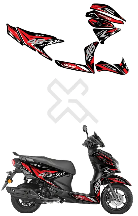 DOHC Edition Full Body Sticker Compatible with Ray ZR 125 | Made in Premium Matte Vinyl with FPF (Fade Protection Film), Waterproof, Precut Sticker, Pack of 1 Compatible with Both Side